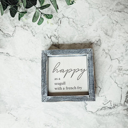 Sea Hag Wooden Sign 5x5 Distressed Gray Frame Funny Morning Mermaid Pre Coffee Decor Plaque