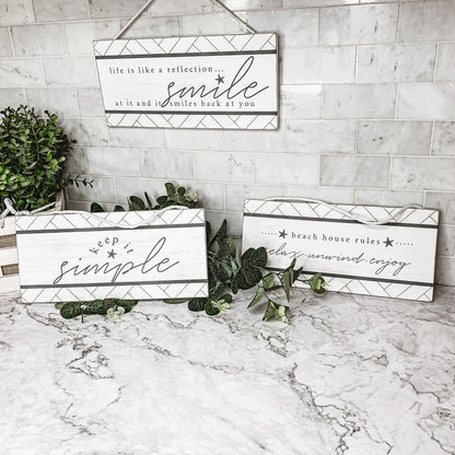 Beach House Hanging Signs - Coastal Door Wall Shelf Decor, 3 Styles, Summer