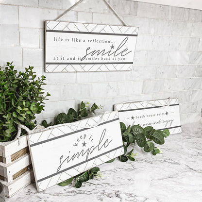 Beach House Hanging Signs - Coastal Door Wall Shelf Decor, 3 Styles, Summer