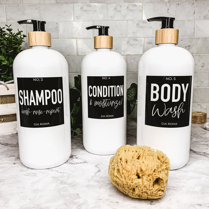 32oz White Plastic Refillable Dispenser Bottles - Reusable Soap Lotion Pump