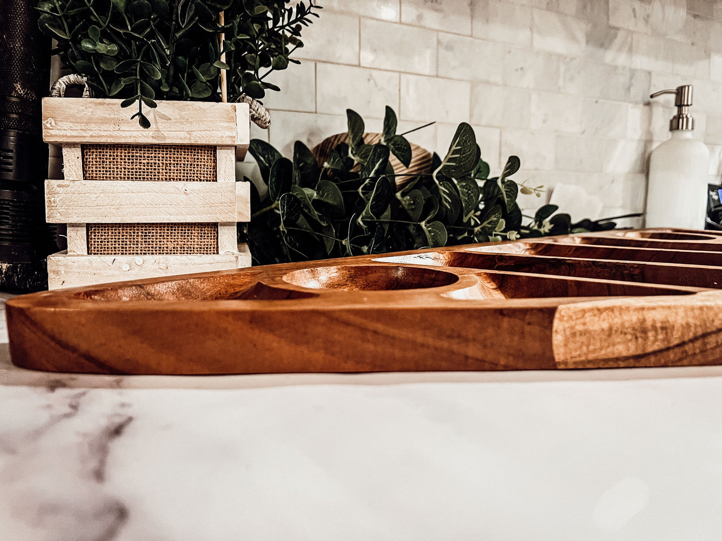 Oversized Acacia Wood Christmas Tree Charcuterie Board With Sectioned Serving