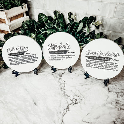 Adulting Funny Coaster Gift Set 6 Pack Humorous Quote Drink Coasters Home Bar Decor