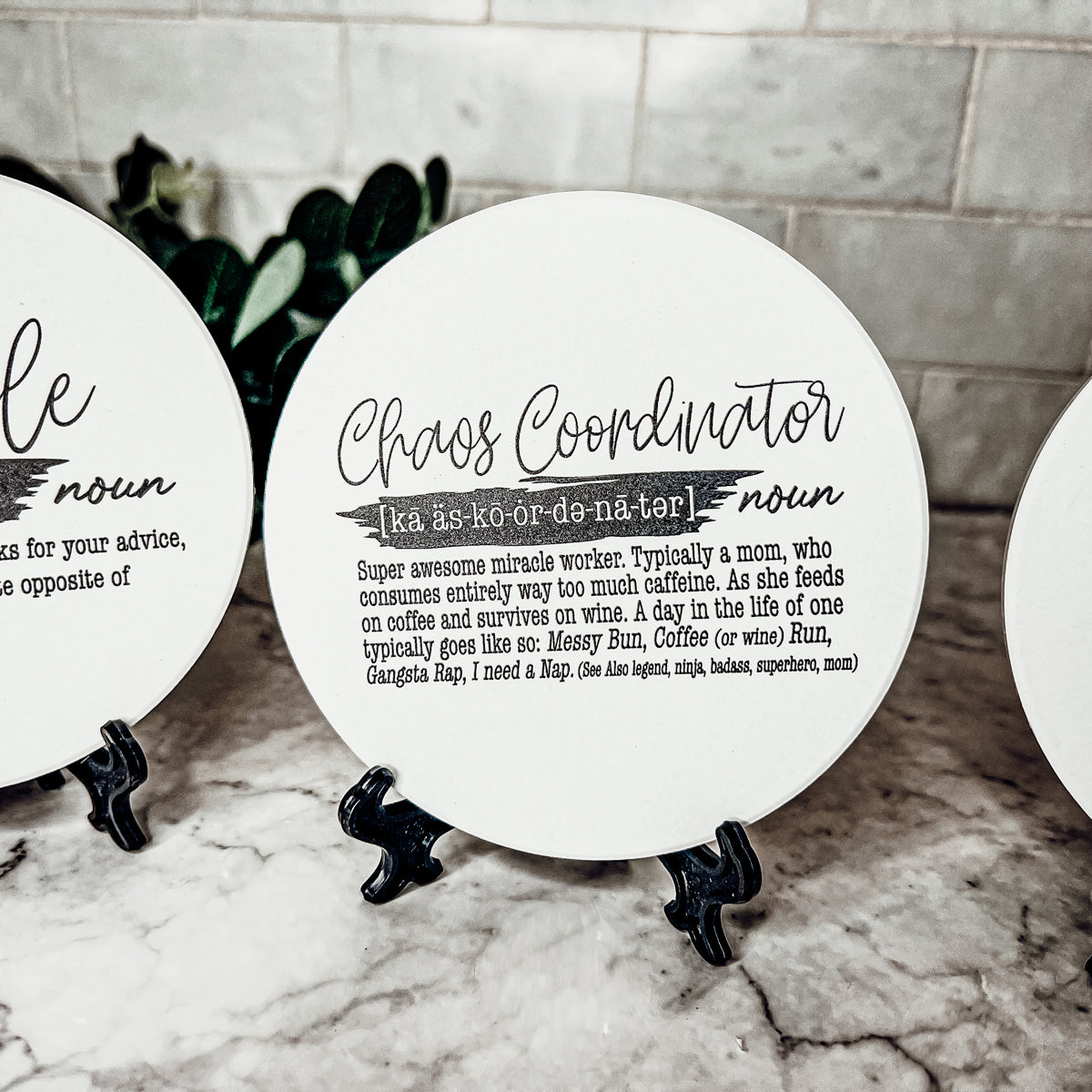 Adulting Funny Coaster Gift Set 6 Pack Humorous Quote Drink Coasters Home Bar Decor