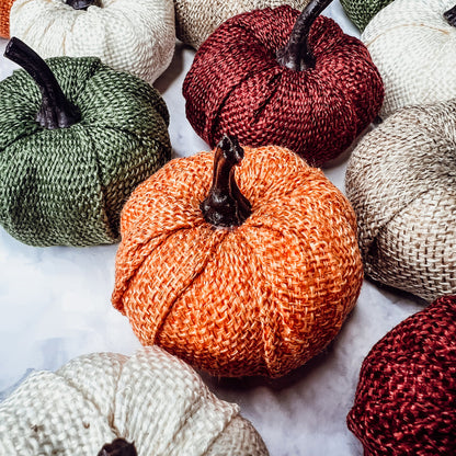 Jute Mini Pumpkins Rustic Fall Decor Set Handmade Jute Cotton Table Accents