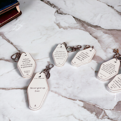 Wooden Inspirational Key Chains Reversible Heavy Duty Motivational Quotes Keyring Set 10 Plus Styles