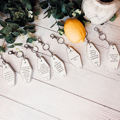 Wooden Inspirational Key Chains Reversible Heavy Duty Motivational Quotes Keyring Set 10 Plus Styles