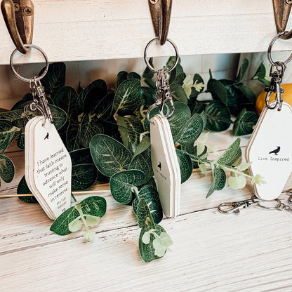Wooden Inspirational Key Chains Reversible Heavy Duty Motivational Quotes Keyring Set 10 Plus Styles