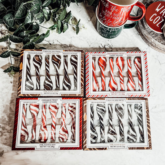 Edible Spoons 3 Flavors Peppermint Cinnamon Hot Cocoa Holiday Party Treats