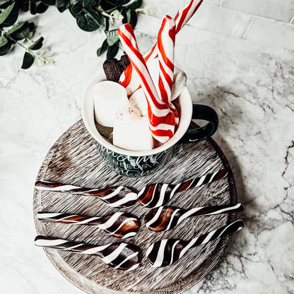 Edible Spoons 3 Flavors Peppermint Cinnamon Hot Cocoa Holiday Party Treats