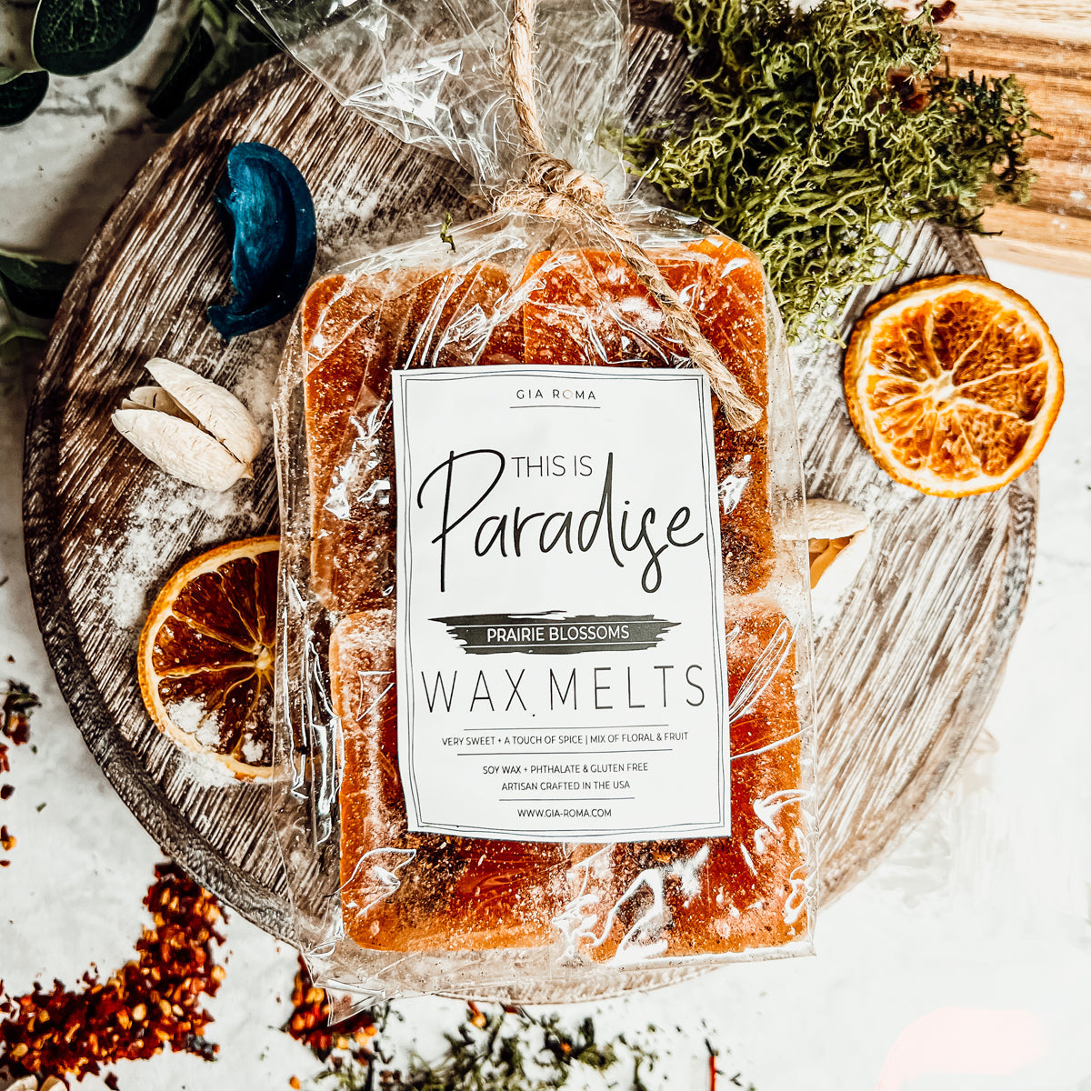 Natural XL Wax Melts - Orange Mandarin Citrus Spice Paradise Scent Floral Apple