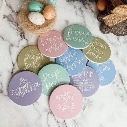 Easter Spring Ceramic Coaster Set 4 Inch Absorbent Drink Coasters Table Protectors Pack