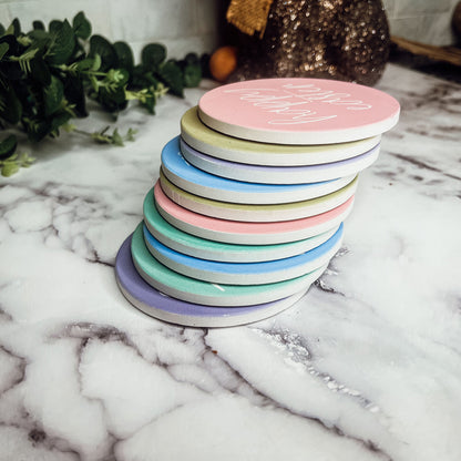 Easter Spring Ceramic Coasters 4in Set Cute Floral Bunny Drink Table Coasters