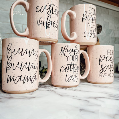 Easter Bunny Ceramic Coffee Mug 16oz Pastel Blue Pink Spring Large