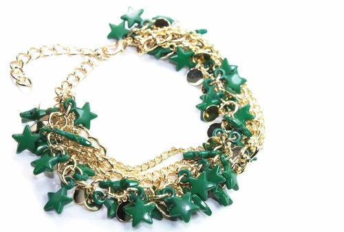 Three Tier Star Charm Bracelet 7in Extender Lobster Clasp