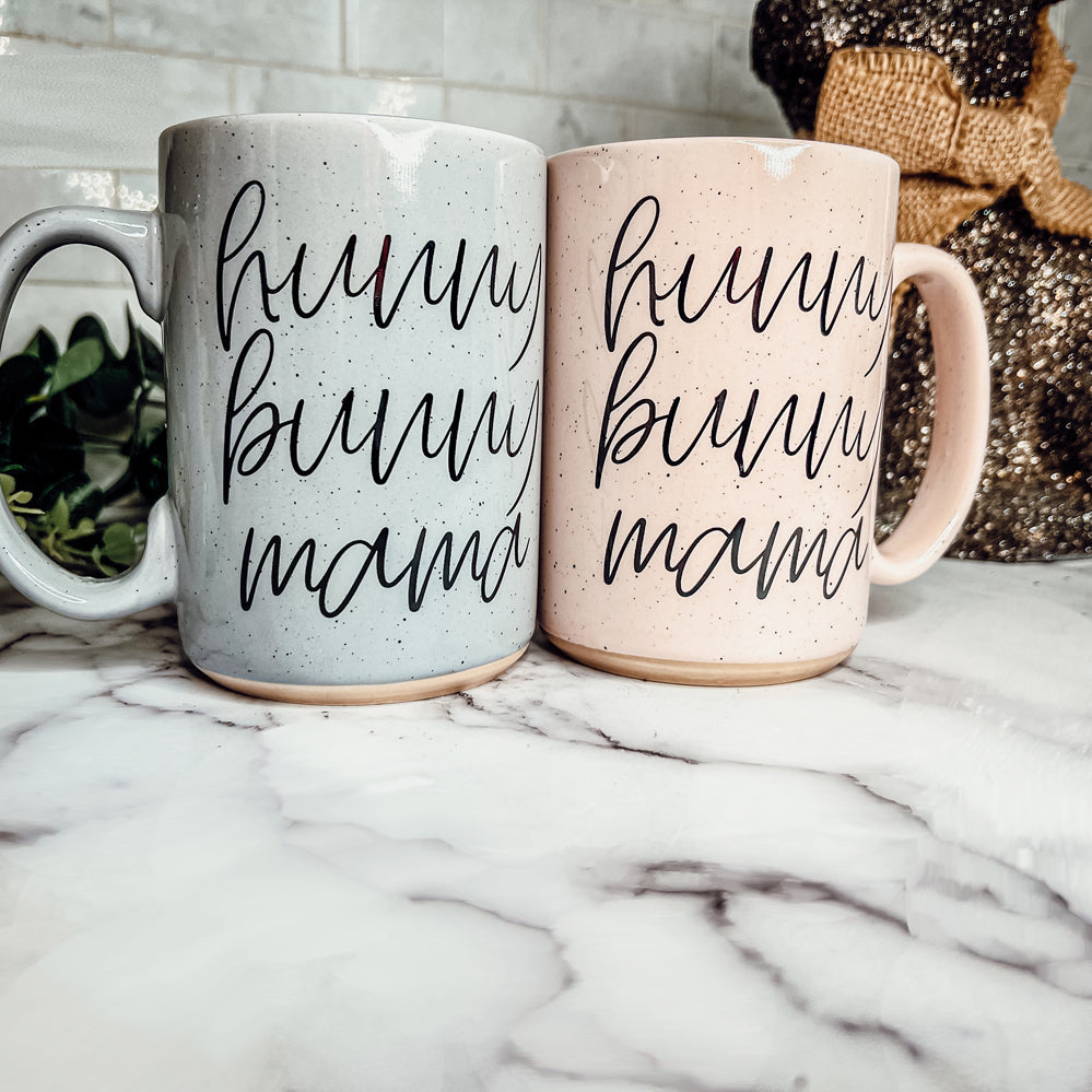 Hunny Bunny Mama Ceramic Mug 16oz Large Pastel Coffee Cup Blue Pink