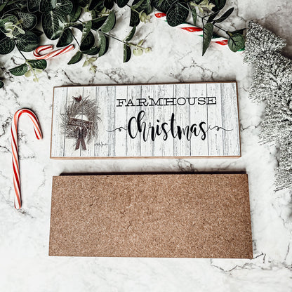 Farmhouse Christmas Sign Wooden Rustic Holiday Decor Minimalist Neutral 10x4