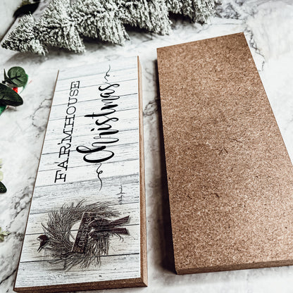 Farmhouse Christmas Sign Wooden Rustic Holiday Decor Minimalist Neutral 10x4