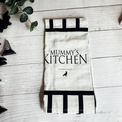 Halloween Tea Towel Bat 31 Vs Mummy Black White Cotton Dish Towel Kitchen Hand Towel Decor