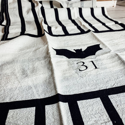 Halloween Tea Towel Bat 31 Vs Mummy Black White Cotton Dish Towel Kitchen Hand Towel Decor
