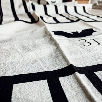 Halloween Tea Towel Bat 31 Vs Mummy Black White Cotton Dish Towel Kitchen Hand Towel Decor