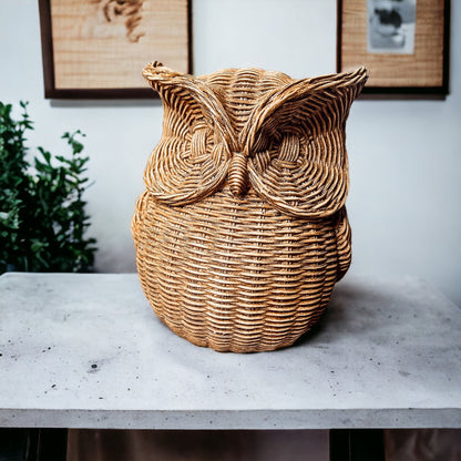 Basket Weave Owl Figurine Resin Rustic Owl Bookend Tabletop Accent Home Decor