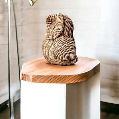 Basket Weave Owl Figurine Resin Rustic Owl Bookend Tabletop Accent Home Decor