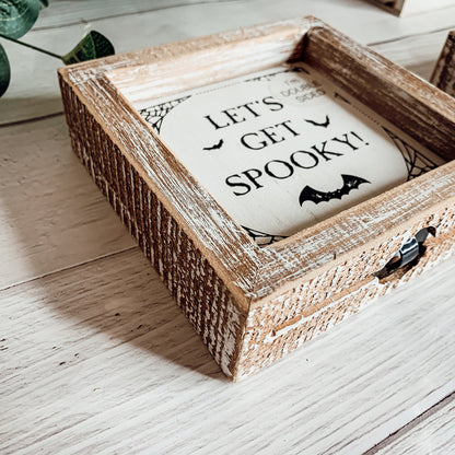 Double-Sided Reversible Pumpkin Sign Hey There Pumpkin / Lets Get Spooky
