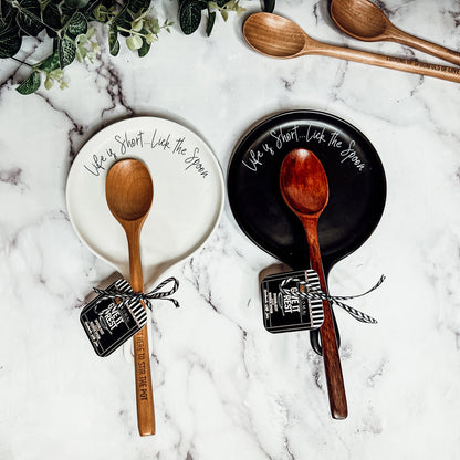 Spoon Rest And Wooden Spoon Set Custom Color Quote Choice Kitchen Gift