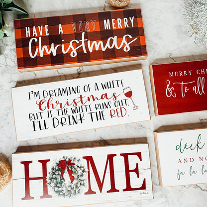 Red Buffalo Check Christmas Sign - Farmhouse Holiday Wooden Wall Decor