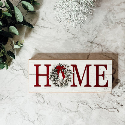 Christmas Home Wreath Sign Holiday Mantel Shelf Tray Decor Rustic Wooden