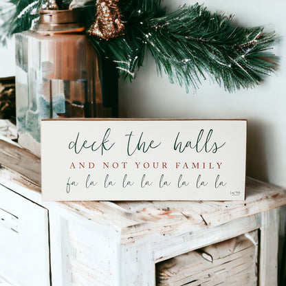 Deck The Halls Funny Christmas Wood Sign Handmade Tabletop Mantel Shelf Decor 10x4x1 Red Green