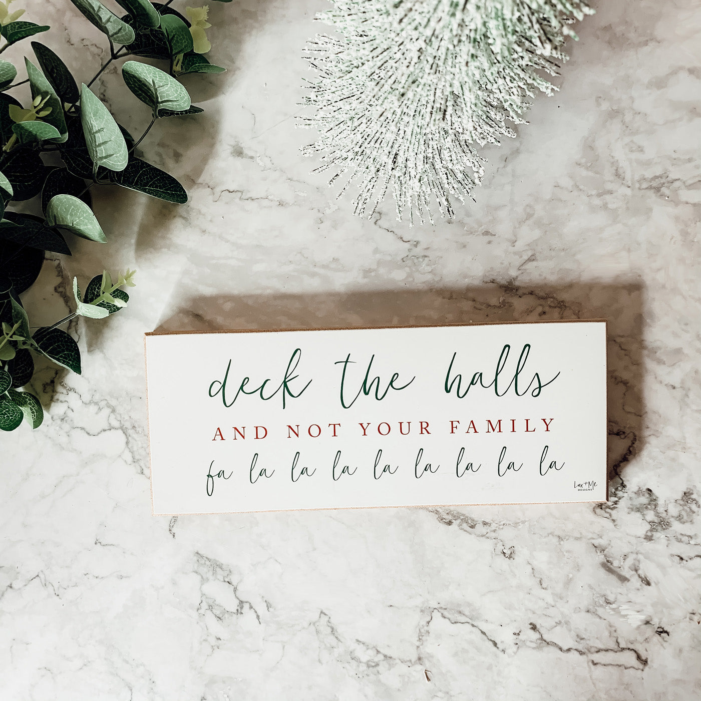 Deck The Halls Funny Christmas Wood Sign Handmade Tabletop Mantel Shelf Decor 10x4x1 Red Green