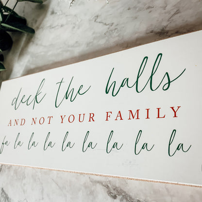 Deck The Halls Funny Christmas Wood Sign Handmade Tabletop Mantel Shelf Decor 10x4x1 Red Green
