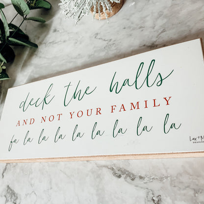 Deck The Halls Funny Christmas Wood Sign Handmade Tabletop Mantel Shelf Decor 10x4x1 Red Green