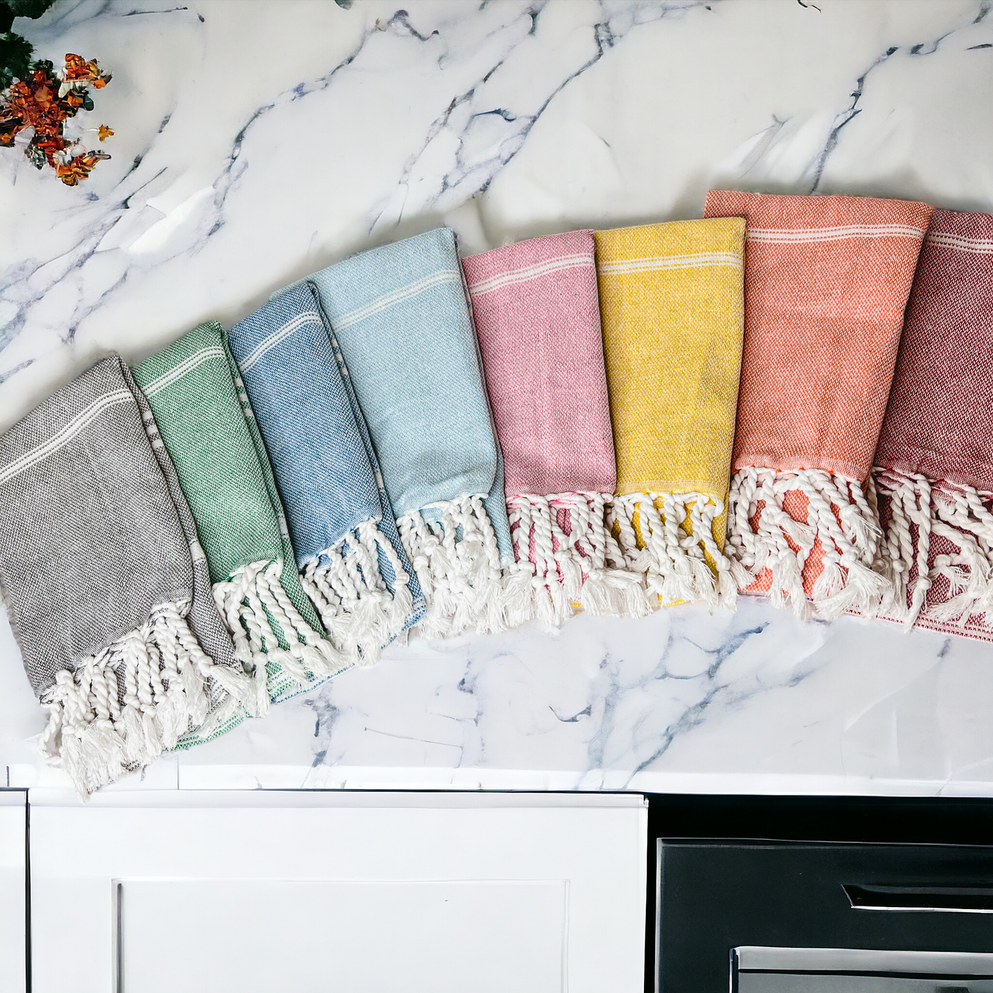 Turkish Hand Towel Oversized 100% Cotton Peshtemal Lightweight Absorbent