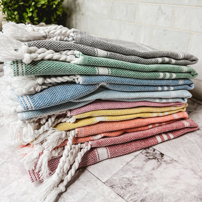 Turkish Hand Towel Oversized 100% Cotton Peshtemal Lightweight Absorbent