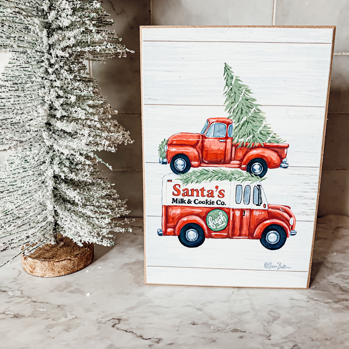 Santa Milk And Cookies Wooden Sign Christmas Eve Decor Rustic Bakery Holiday Kitchen Plaque