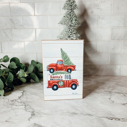 Santa Milk And Cookies Wooden Sign Christmas Eve Decor Rustic Bakery Holiday Kitchen Plaque