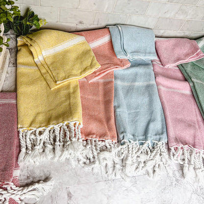 Turkish Hand Towel Oversized 100% Cotton Peshtemal Lightweight Absorbent