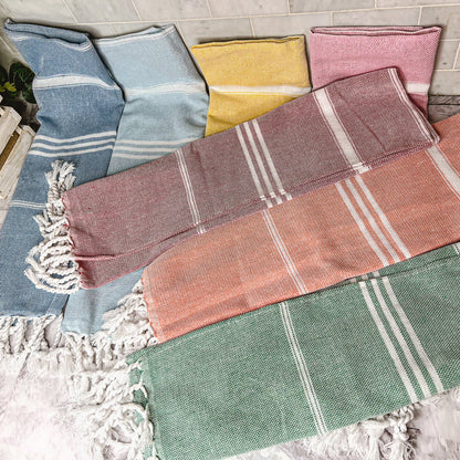 Turkish Hand Towel Oversized 100% Cotton Peshtemal Lightweight Absorbent