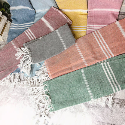 Turkish Hand Towel Oversized 100% Cotton Peshtemal Lightweight Absorbent