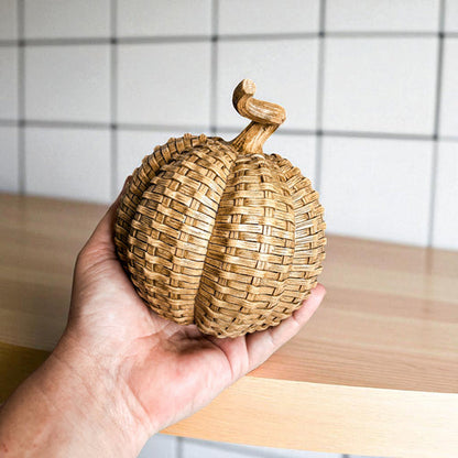 Rattan Resin Pumpkins Fall Decor - Set Or Single, 3 Sizes, Honey Cognac