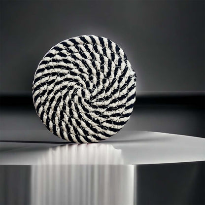 Black Braided Coaster Set 4-Pack Candy Cane Stripe Coasters Table Protectors