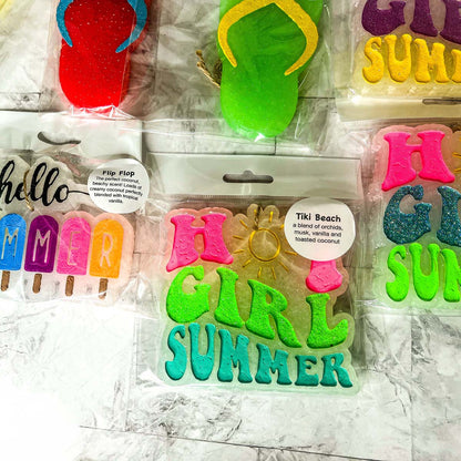 Hot Girl Summer Car Air Freshener Retro Sun Graphic Glitter Scented Hanging Car Accessory