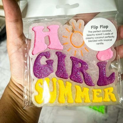 Hot Girl Summer Car Air Freshener Retro Sun Graphic Glitter Scented Hanging Car Accessory