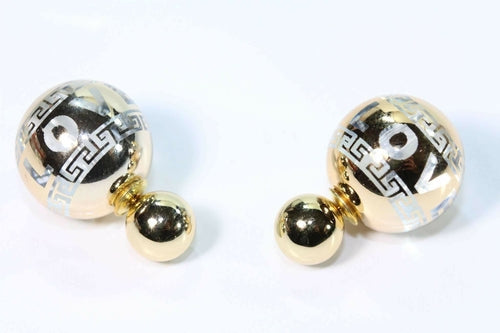 Glass Acrylic Ball Stud Earrings Large Small Polka Dot