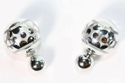Glass Acrylic Ball Stud Earrings Large Small Polka Dot