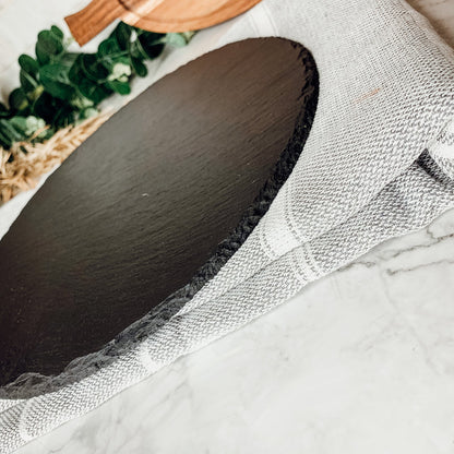 Slate Round 11" Cheese Board Natural Layered Edge Slim 5-6mm