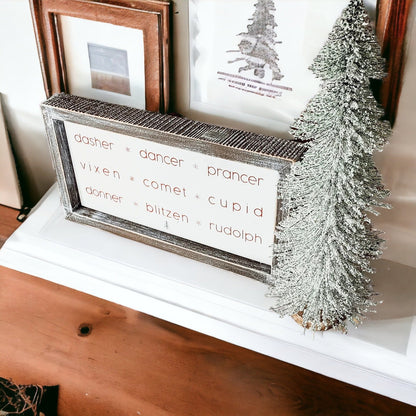 Rudolph And Friends Large Wooden Framed Embossed Christmas Sign With Metal Insert Holiday Decor
