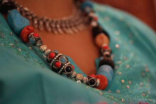 Boho Resin Bead And Charm Statement Necklace For Women